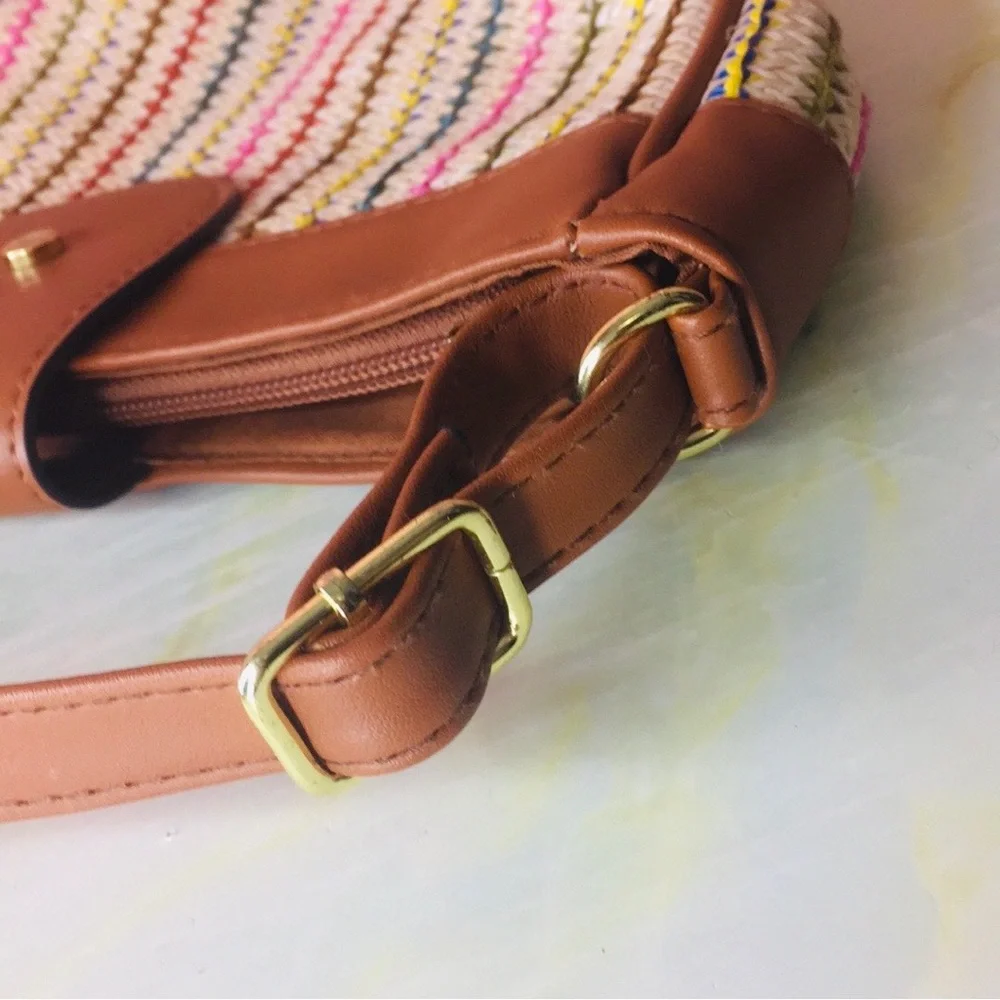 Vintage Y2K Multicolor Woven Colorful Crossbody Bag
